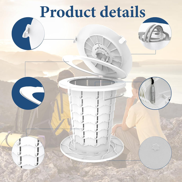 CampMate portable toilet: adjustable, foldable, perfect for camping and outdoor use.