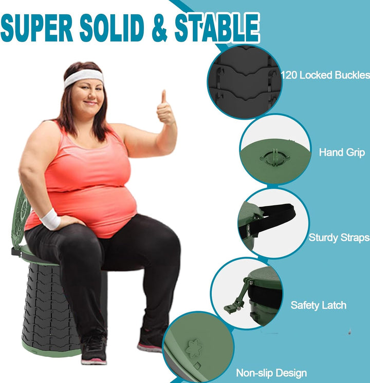 Heavy-duty foldable portable toilet for emergency and general outdoor use.