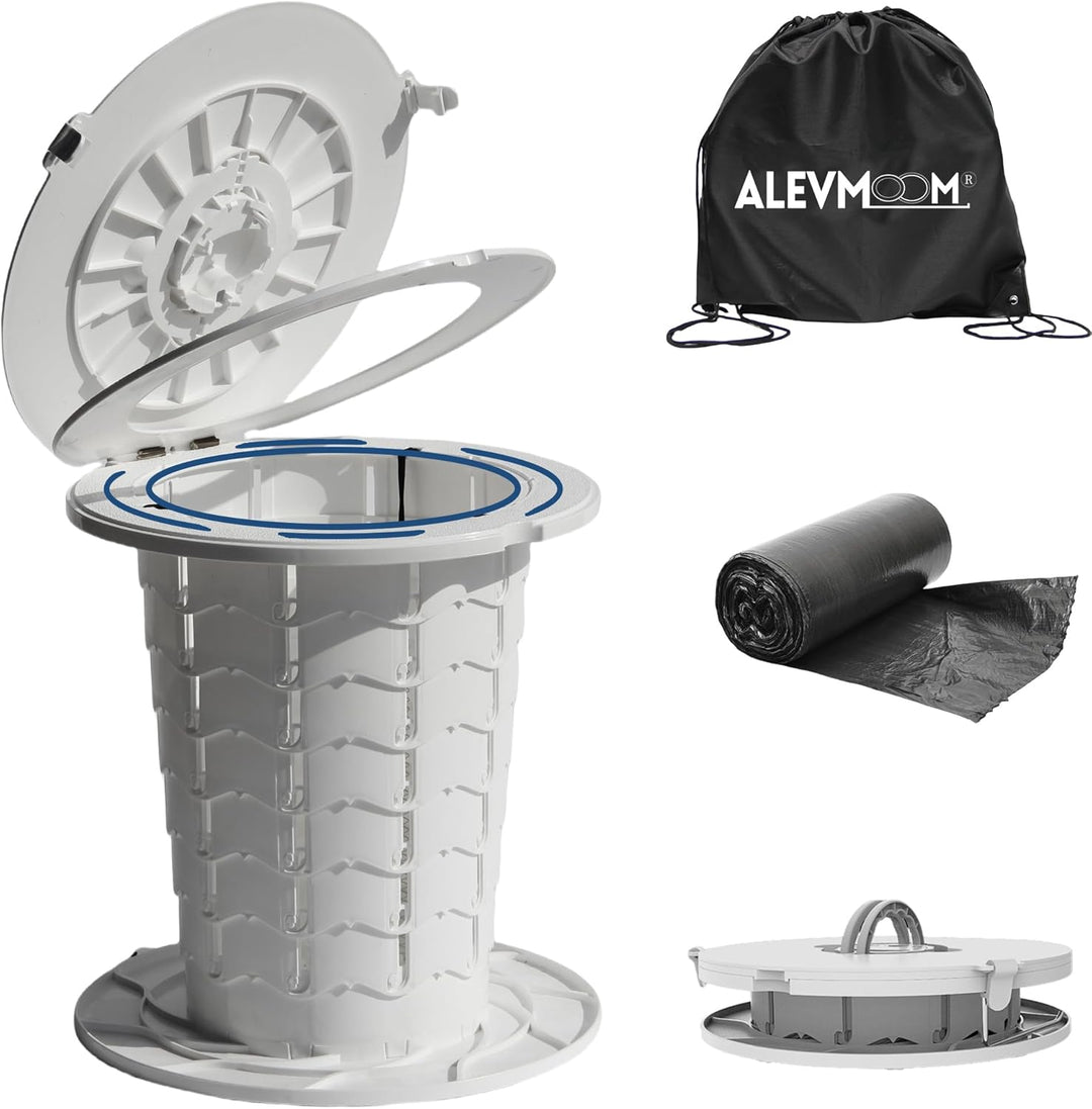 Portable camping toilet with adjustable height, a convenient outdoor restroom solution.