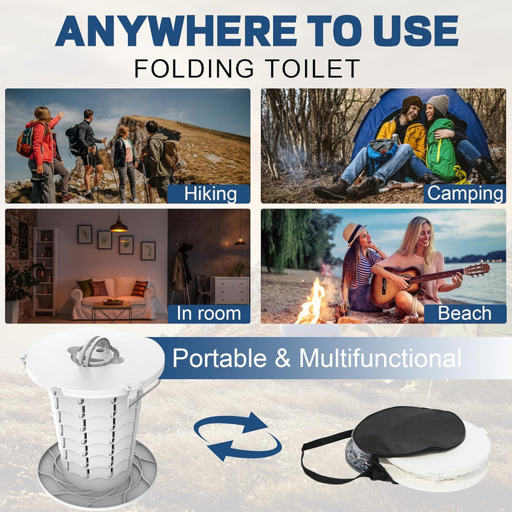 Foldable commode for camping, hiking, and all outdoor emergencies.