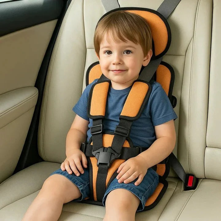 Secure kids travel car seat featuring a 5-point safety harness, ensuring child's protection & comfort.