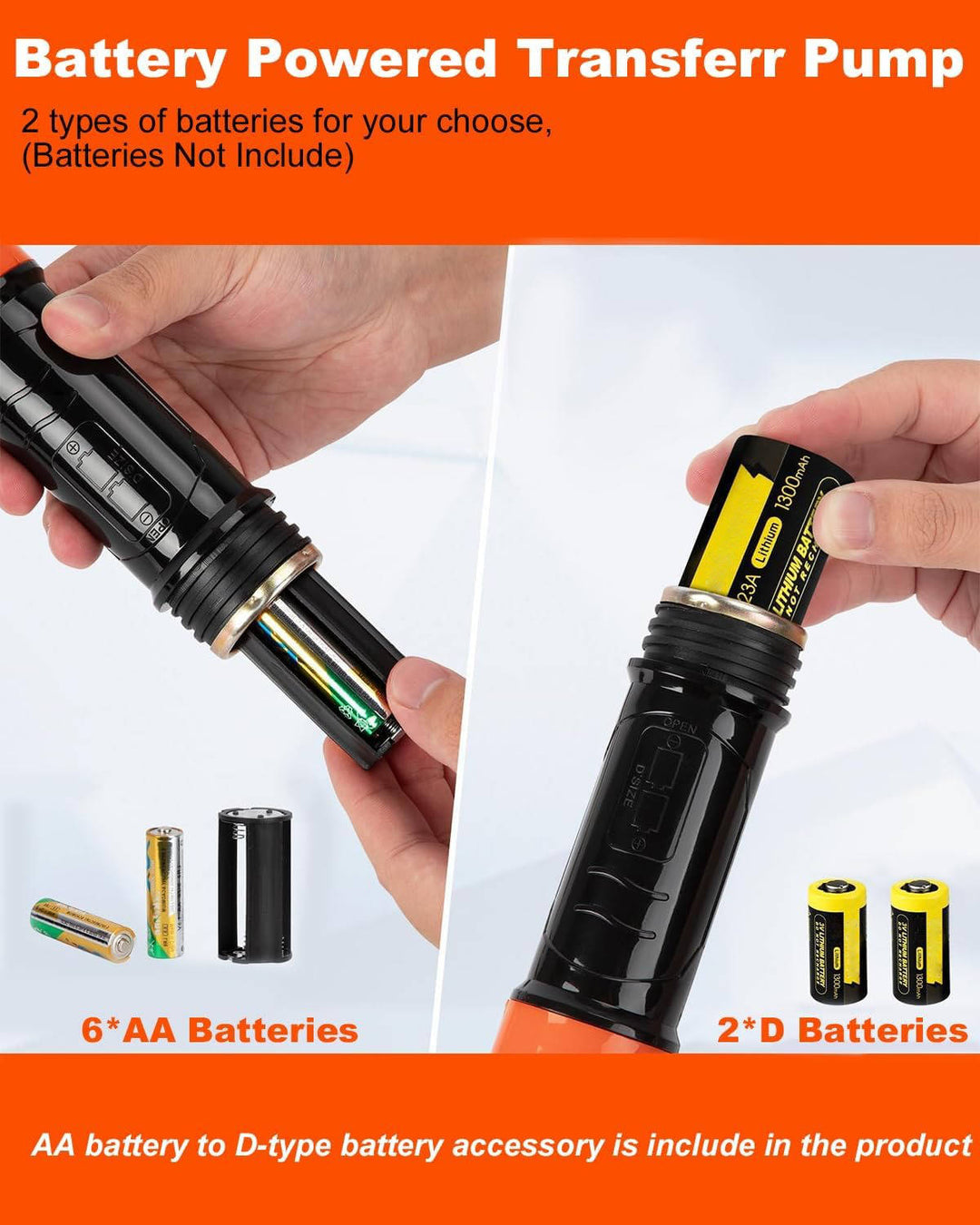 Hands-free electric fuel transfer pump. Portable siphon for gas, water, oil. Essential garage & boat emergency tool.