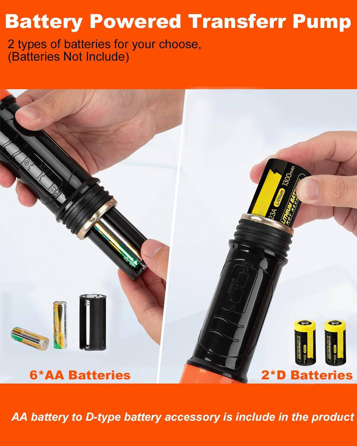 Hands-free electric fuel transfer pump. Portable siphon for gas, water, oil. Essential garage & boat emergency tool.