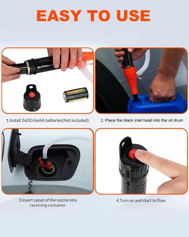 TavvitaImp010 portable electric siphon pump for safe fuel, gas, and water fluid transfer. A reliable utility tool.