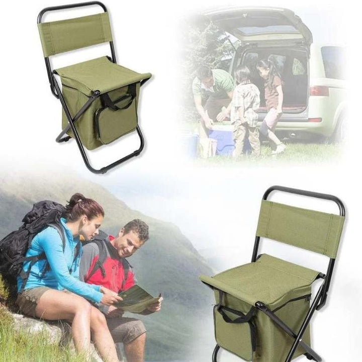 Unisex folding cooler chair with built-in insulated storage for drinks, great for outdoor events.