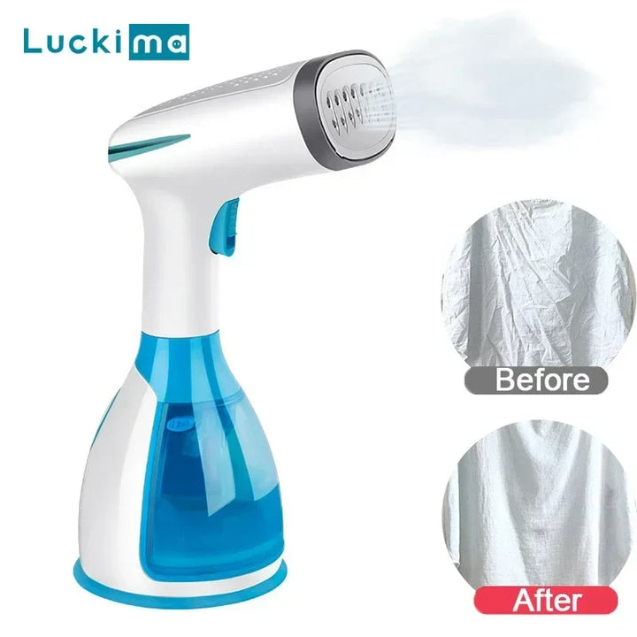 Compact travel garment steamer, perfect for on-the-go wrinkle removal. A must-have portable clothes steamer.
