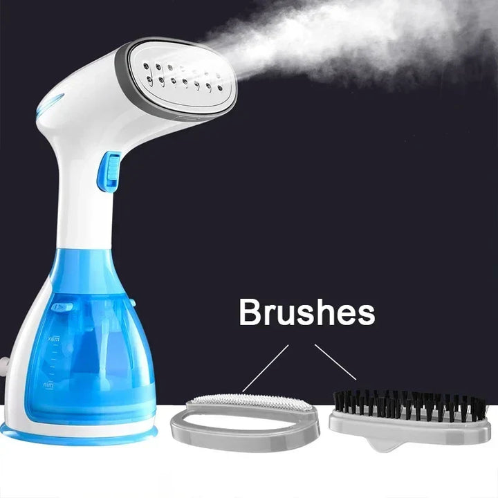 Lightweight portable steamer, ideal travel essential for wrinkle-free clothes. Handheld garment steamer for quick fabric care.