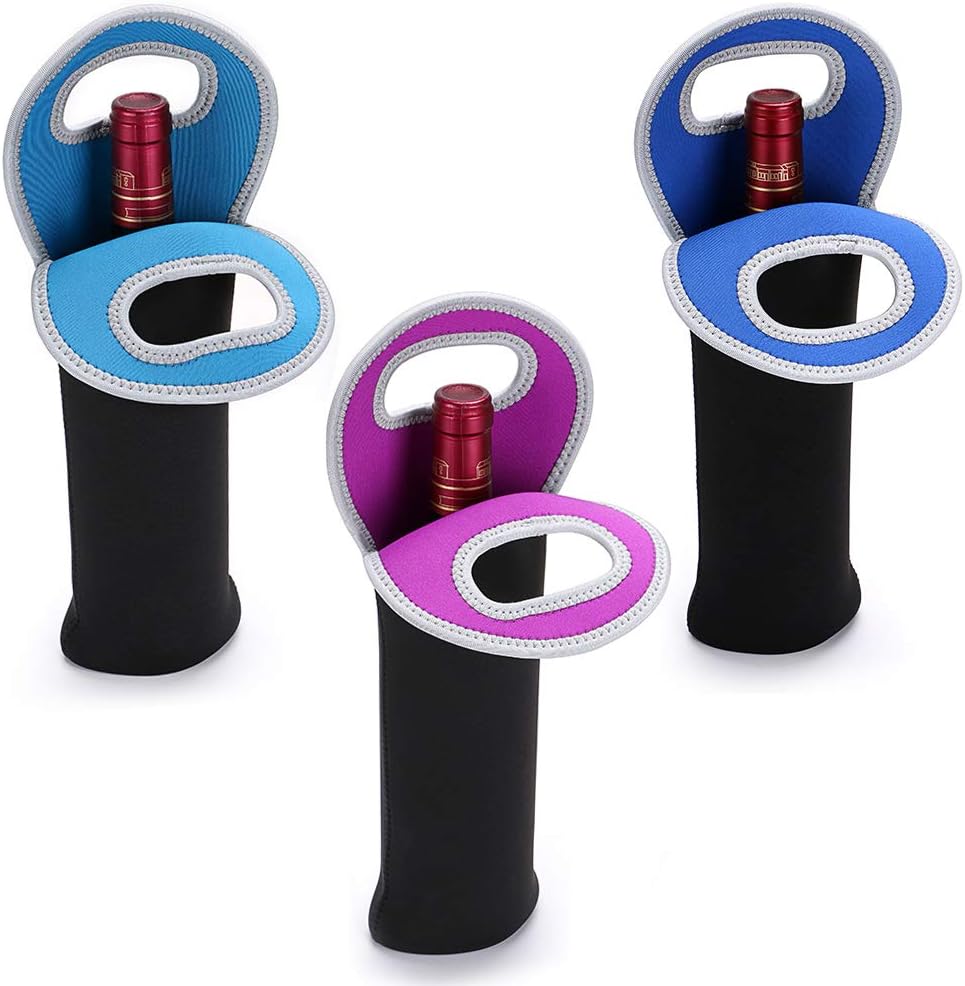 Portable insulated dual wine bottle carrier tote, neoprene.