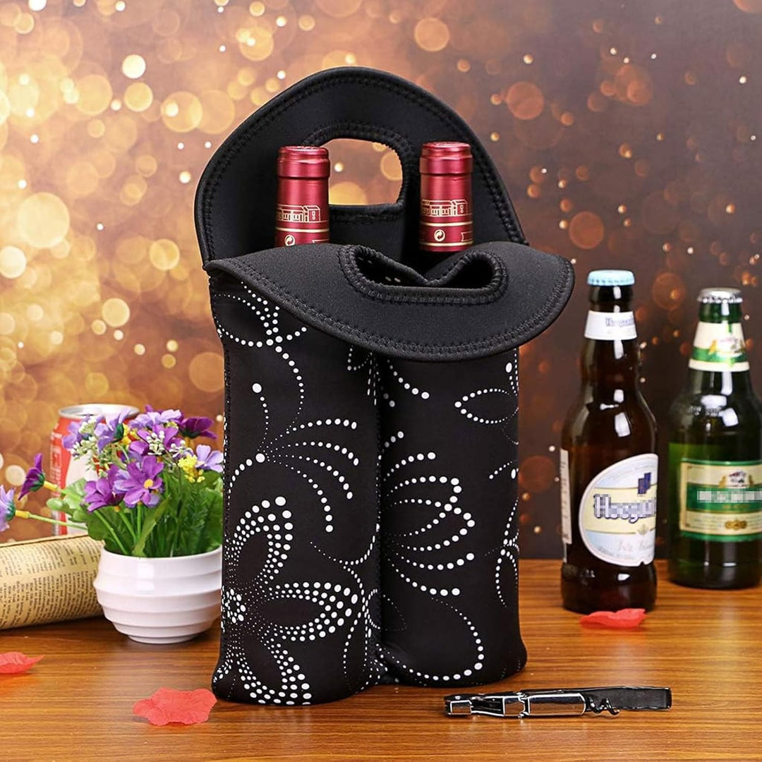 Picnic wine bag, insulated to keep two bottles cool.