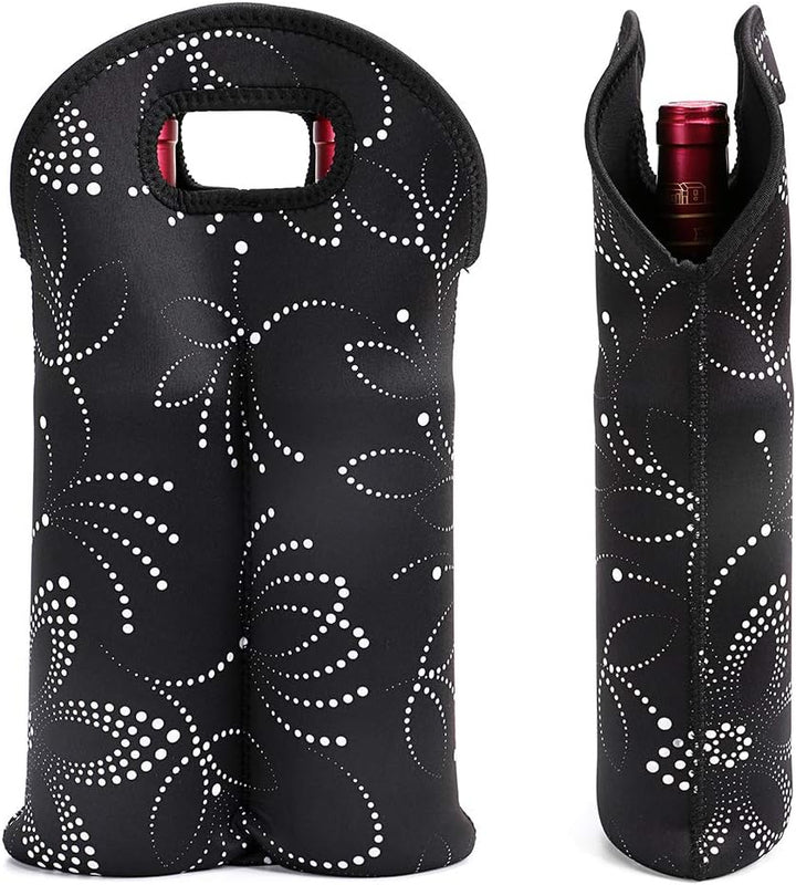 Neoprene insulated dual wine carrier, a handy travel accessory.