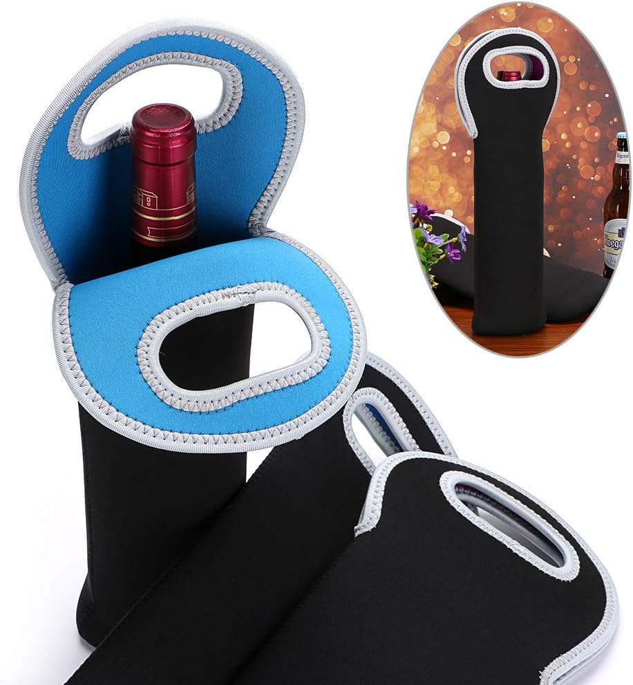 Sleek neoprene dual wine bottle cooler, easy to carry.