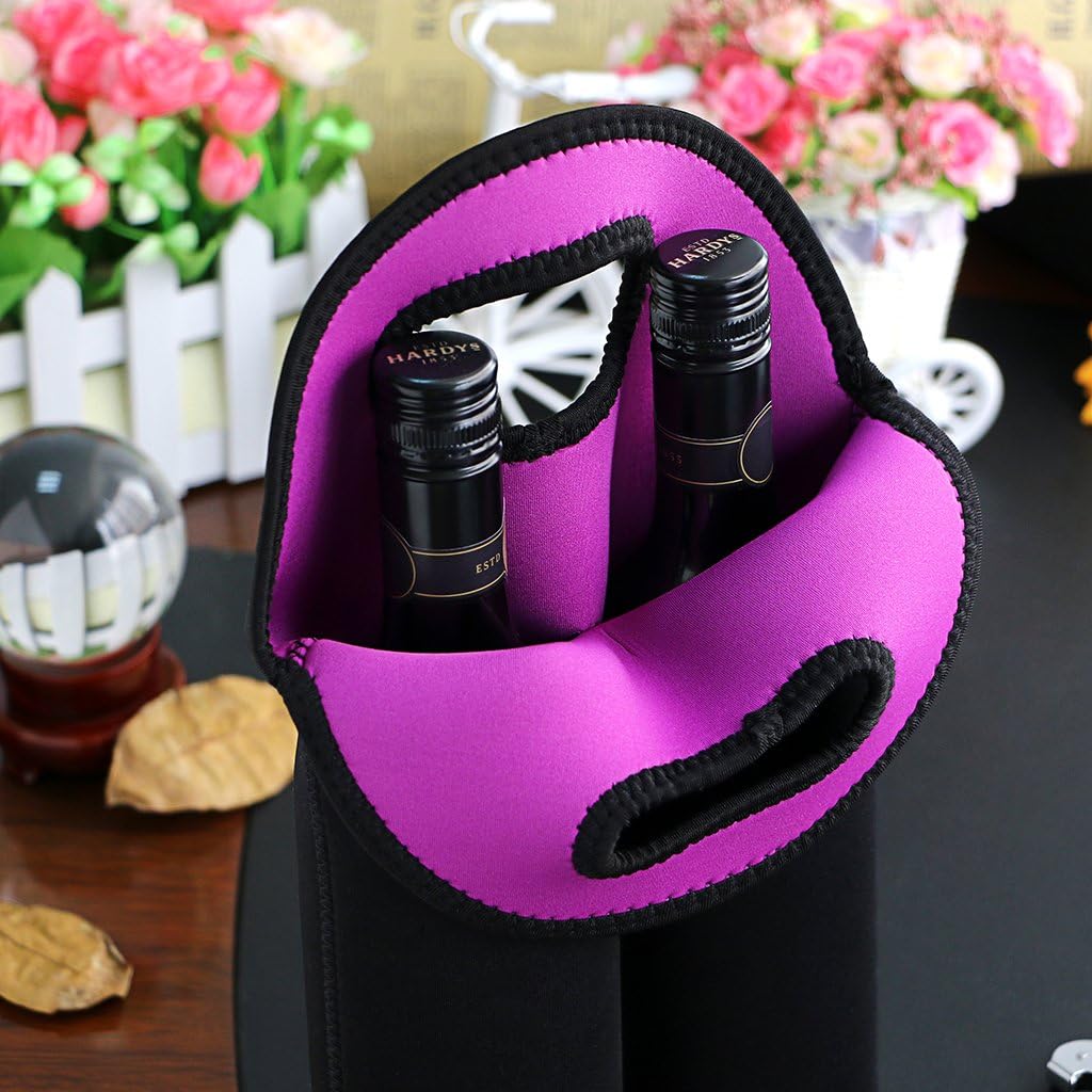 Neoprene dual wine bottle cooler bag for travel & picnics.