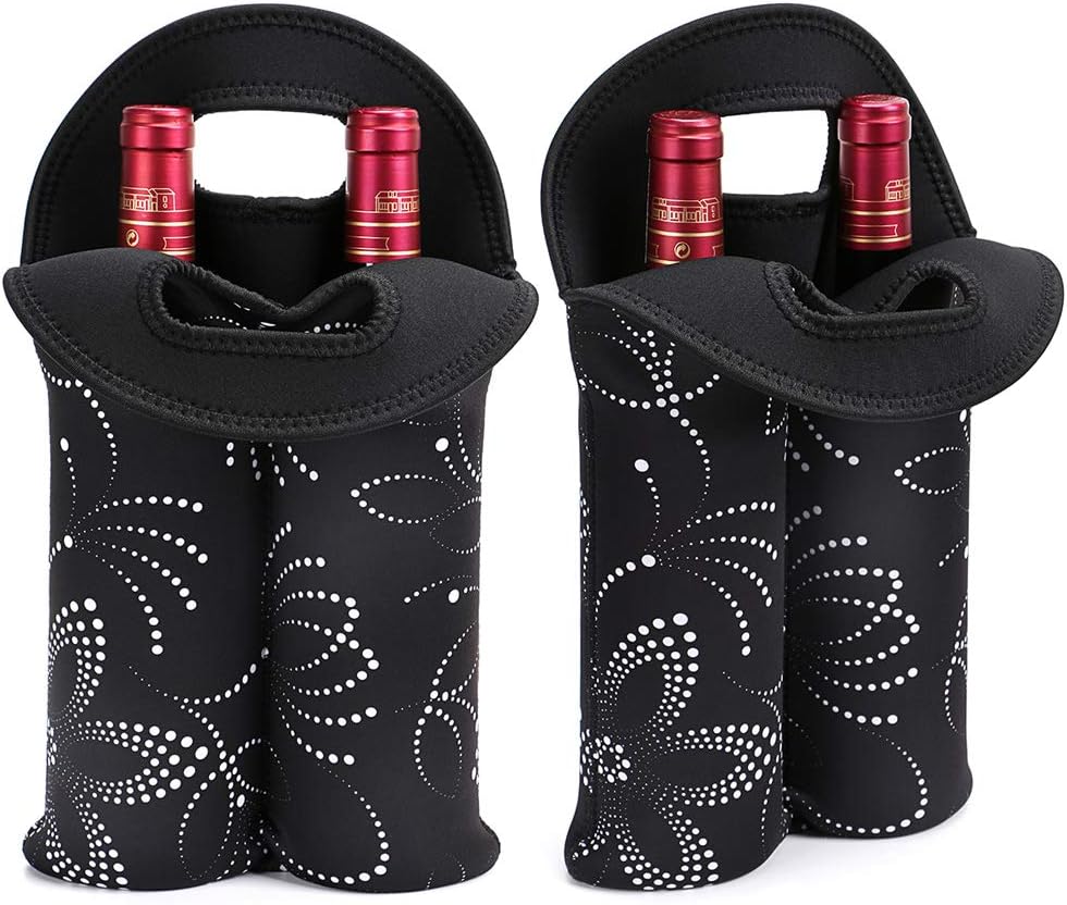 Stylish dual wine bottle insulated bag for transport.