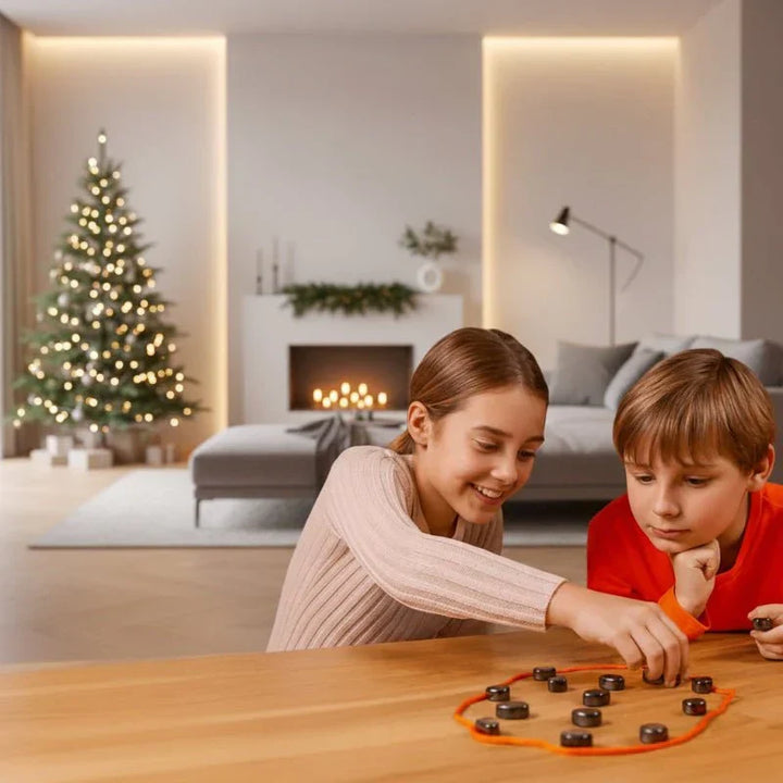 Compact magnetic strategy game for travel. Develops critical thinking for kids & adults.