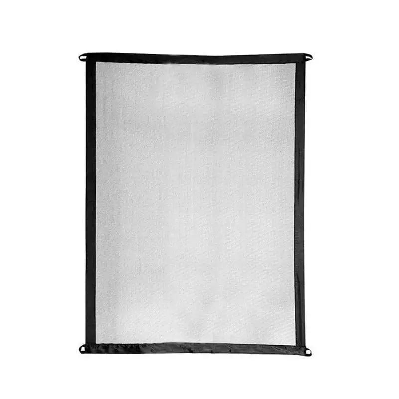 Portable pet safety gate, flexible barrier for dogs & cats, shown unboxed with easy install components.