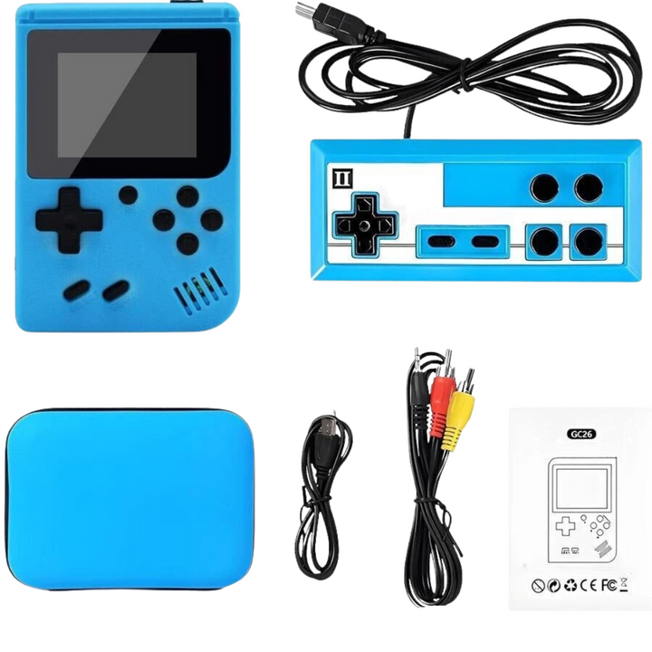Compact retro handheld gaming console, ideal for kids & adults, bringing classic games on the go.