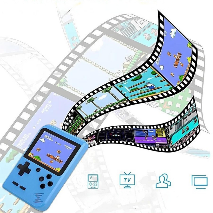 Vintage-style portable retro handheld gaming system, a perfect gift for gamers to enjoy classic video games.