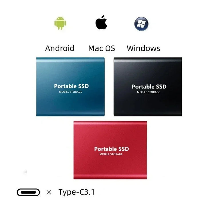 Compact 128GB portable SSD, an ideal high-speed external hard drive for laptop and desktop backup.