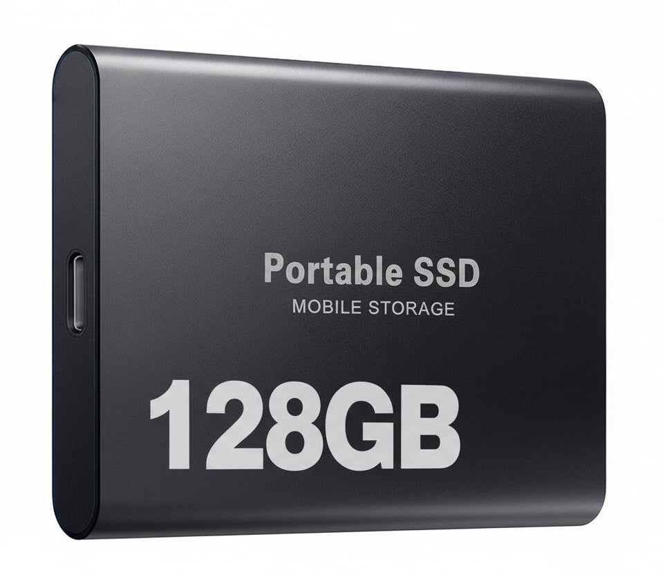Ultra-fast 128GB portable SSD, a durable external hard drive solution for rapid PC & laptop storage.