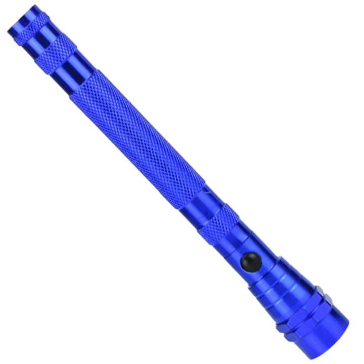 Portable telescopic magnetic LED flashlight with flexible neck, durable metal body, and luminous LEDs for versatile use.
