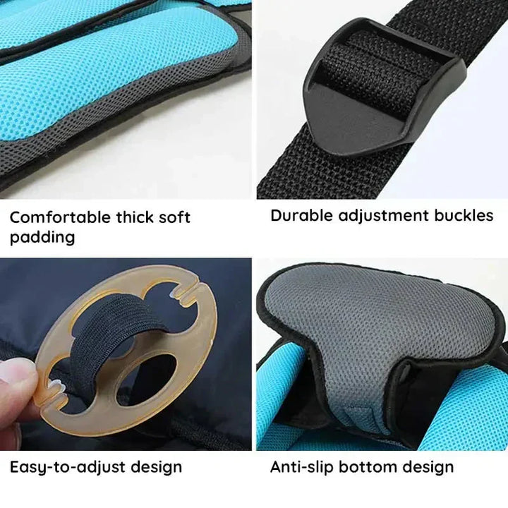 Toddler booster seat, foldable & portable, essential for safe car travel.