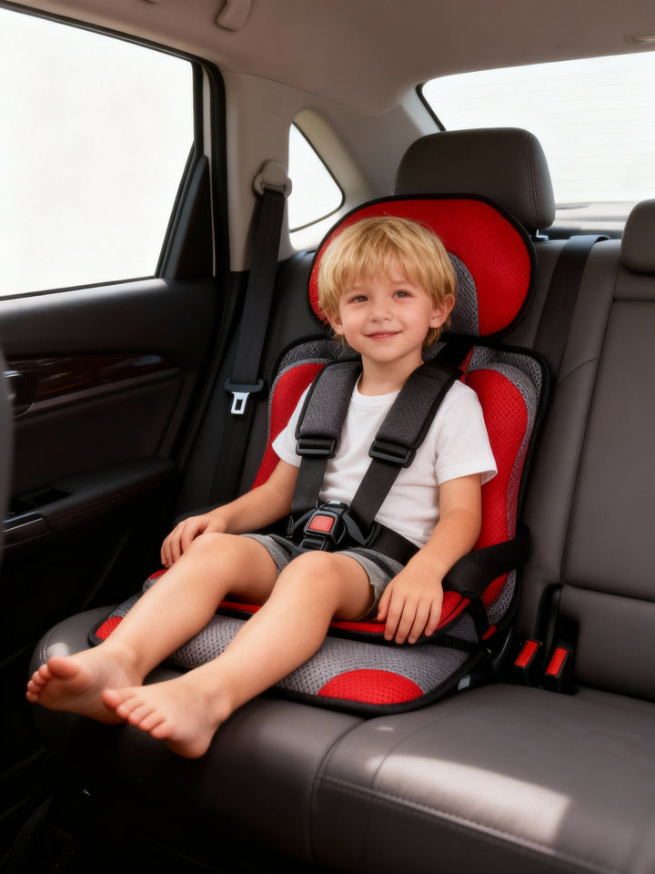 Portable car seat for toddlers, a compact and convenient child safety solution.