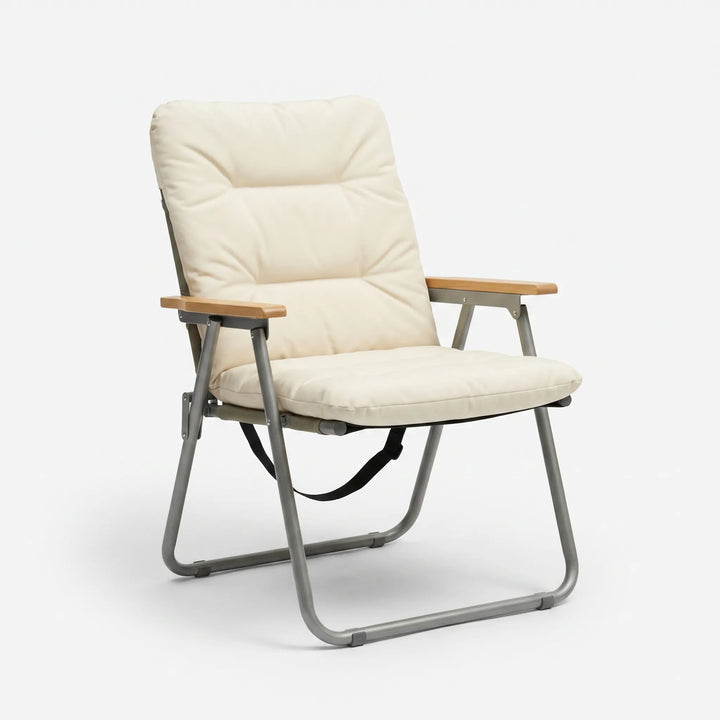Sturdy two-person folding camp chair sofa, portable for outdoor adventures & relaxation.