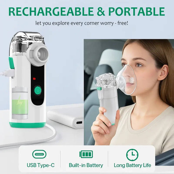 Compact TavvitaImp008 USB rechargeable mist inhaler for personal health, quiet operation & easy breathing.