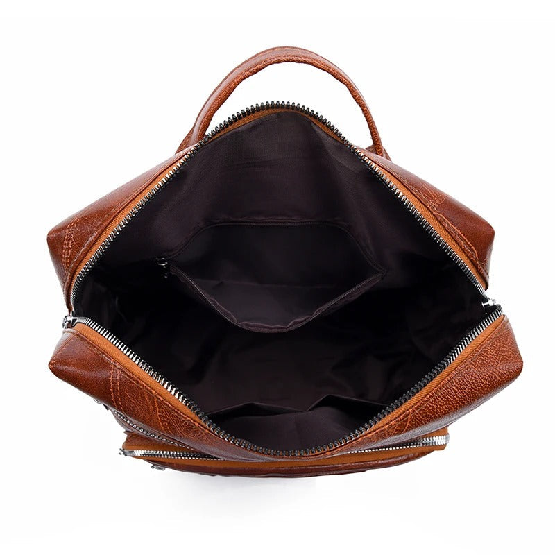 Chic premium leather women's backpack, perfect for work or travel. Everyday shoulder bag with sleek design.