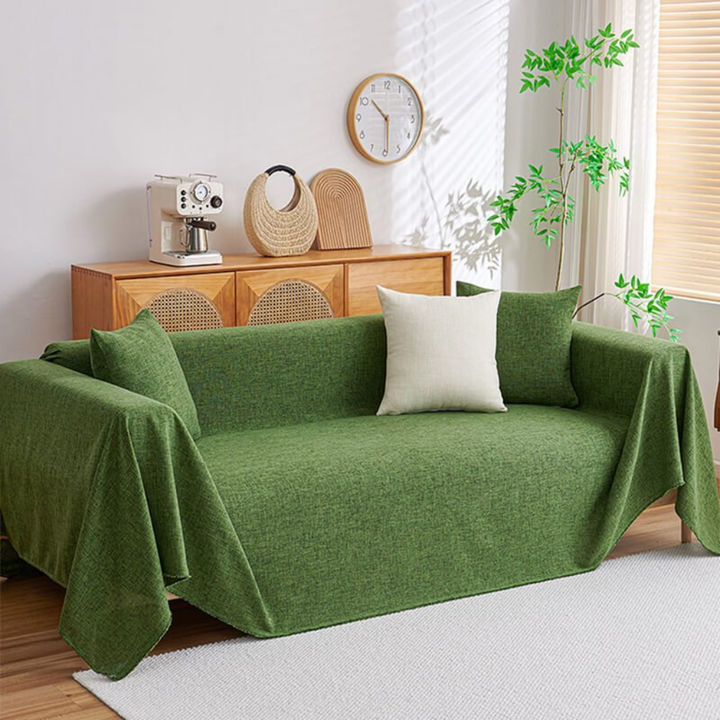 Stylish cotton linen sectional sofa cover, perfect for L-shape couches. Washable, pet-friendly furniture protector for home decor.