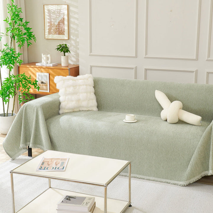 Washable sofa cover for pets & kids. Easy-care slipcover, a flexible fit furniture shield for family living rooms.