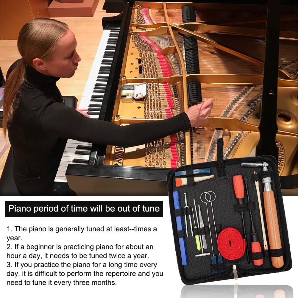 Comprehensive 16-piece professional piano tuning tool kit for precise instrument repair & sound quality.