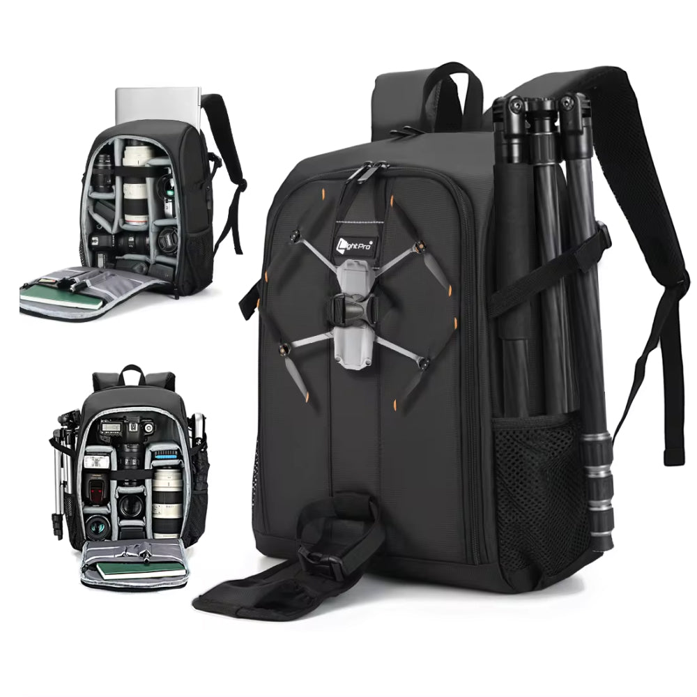 Professional unisex waterproof camera backpack for DSLR gear. Durable photography equipment protection for outdoor travel.