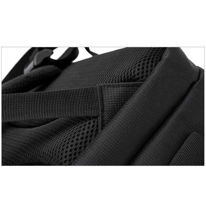Waterproof camera backpack packed with DSLR camera, lenses, and photography equipment for secure transport.