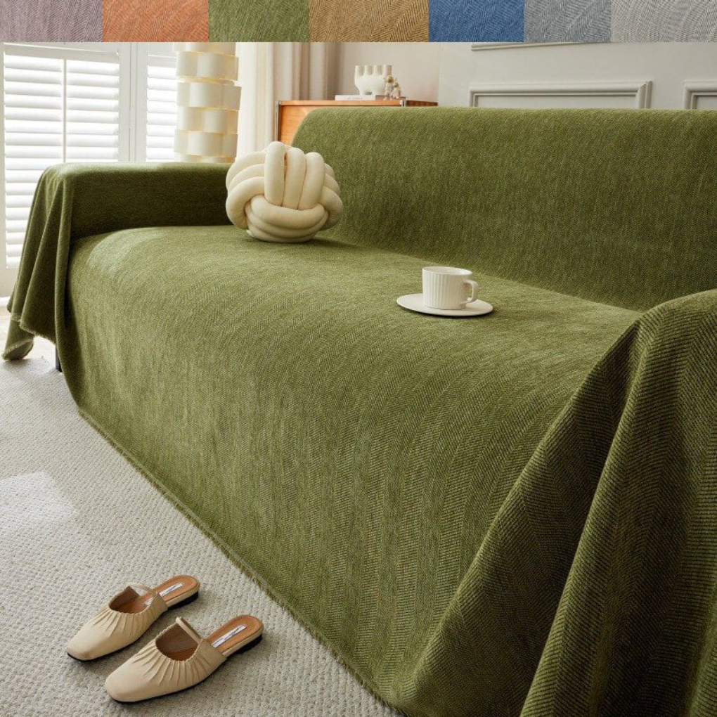 Geometric pattern sofa cover, a protective and machine washable slipcover designed for sectional couches and pets.