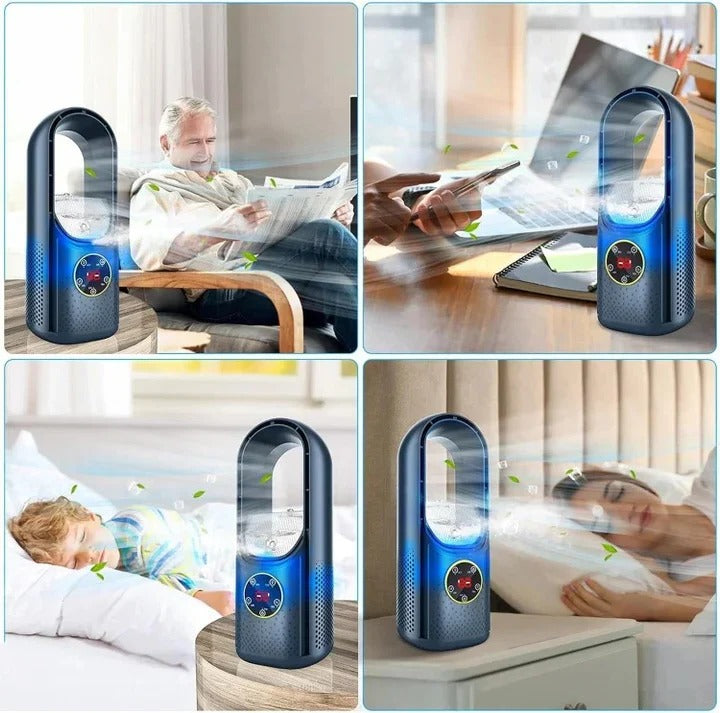 Desktop quiet cooler: a portable, energy-efficient bladeless fan for personal AC needs.