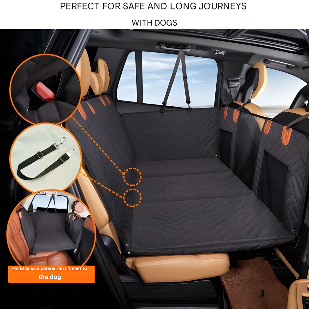 Unisex quilted backseat bridge extends car seat space, perfect for large dogs or multiple pets.
