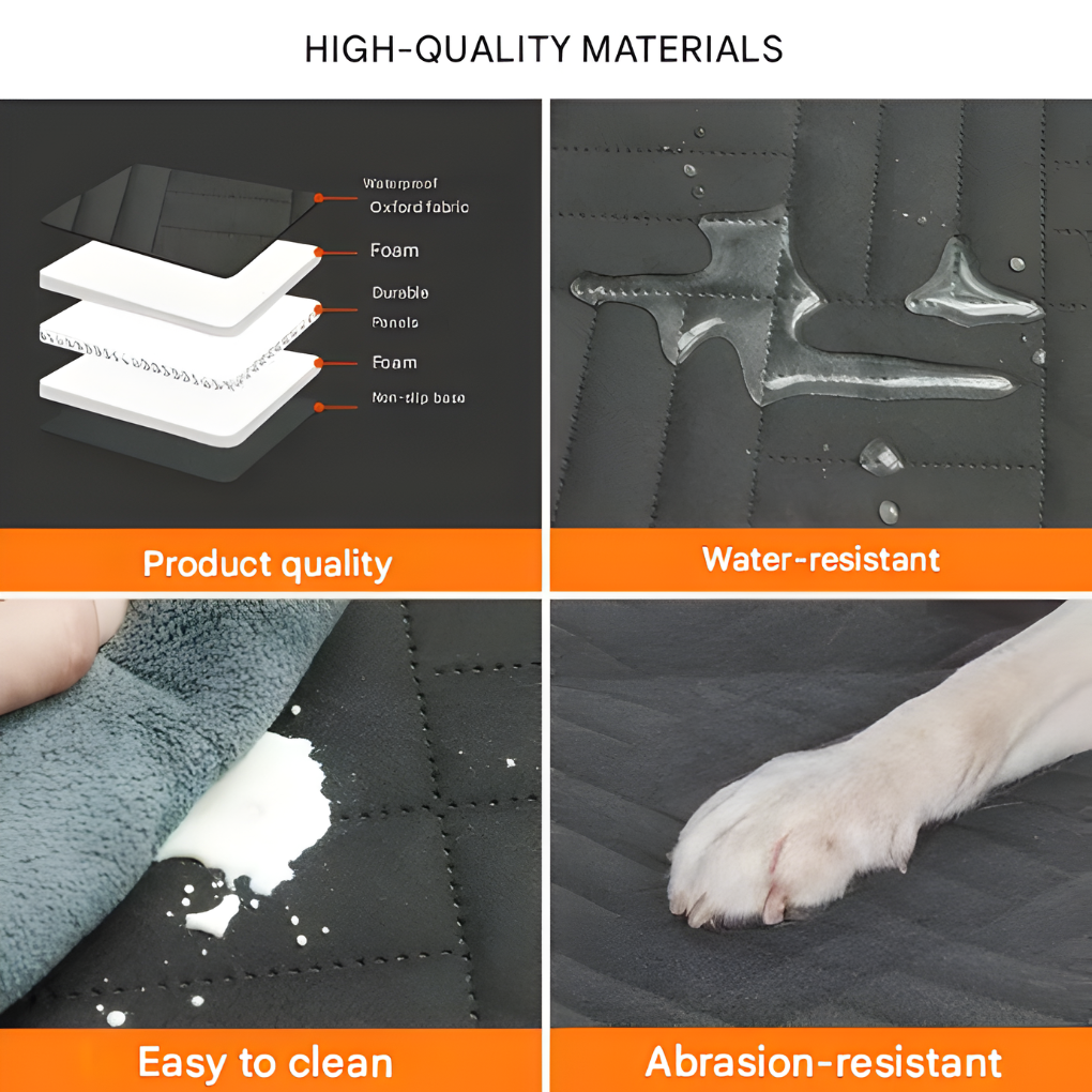 Secure dog car seat cover & extender bridge for pet travel, ensuring safety and car protection.