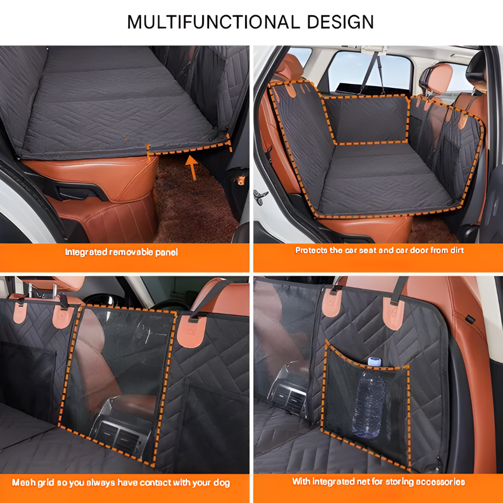 Pet gear quilted backseat bridge for ultimate dog safety and travel comfort on any road trip.