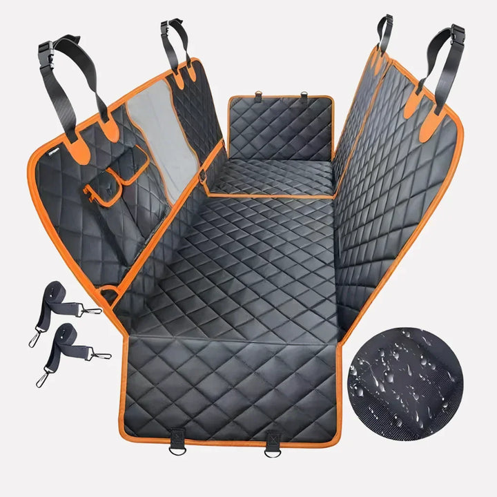 Scratch-proof quilted dog car seat cover. Pet hammock for vehicles, water-resistant for clean & secure dog travel.