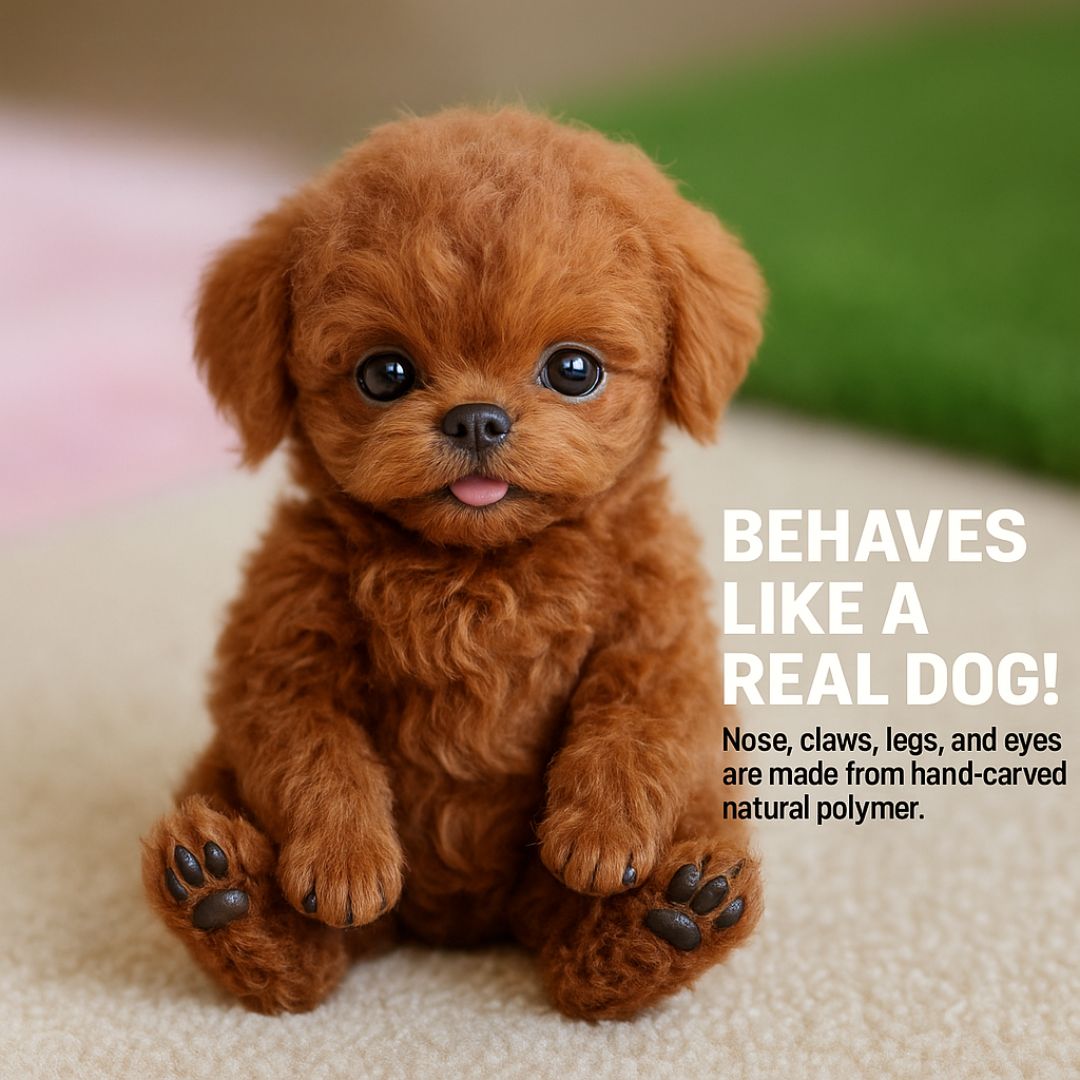Kids' realistic interactive puppy robot, an electronic pet that walks, barks, and wags its tail.