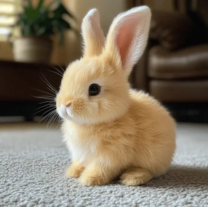Unisex realistic moving rabbit plush toy with soft fur. Ideal animal companion for kids, unique home decor gift.