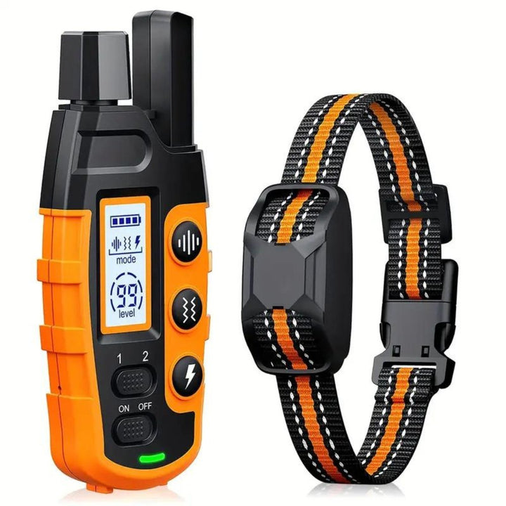 Rechargeable dog training collar for behavior correction, waterproof & remote controlled. Ideal for pet obedience.