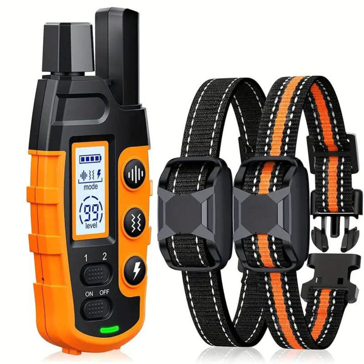 Remote control dog training collar for effective behavior correction and obedience. Rechargeable & waterproof design.