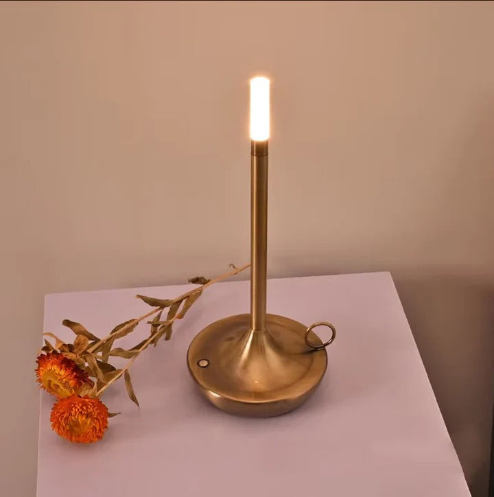 Modern wireless LED touch lamp, dimmable & rechargeable for versatile home decor & portable ambient light.