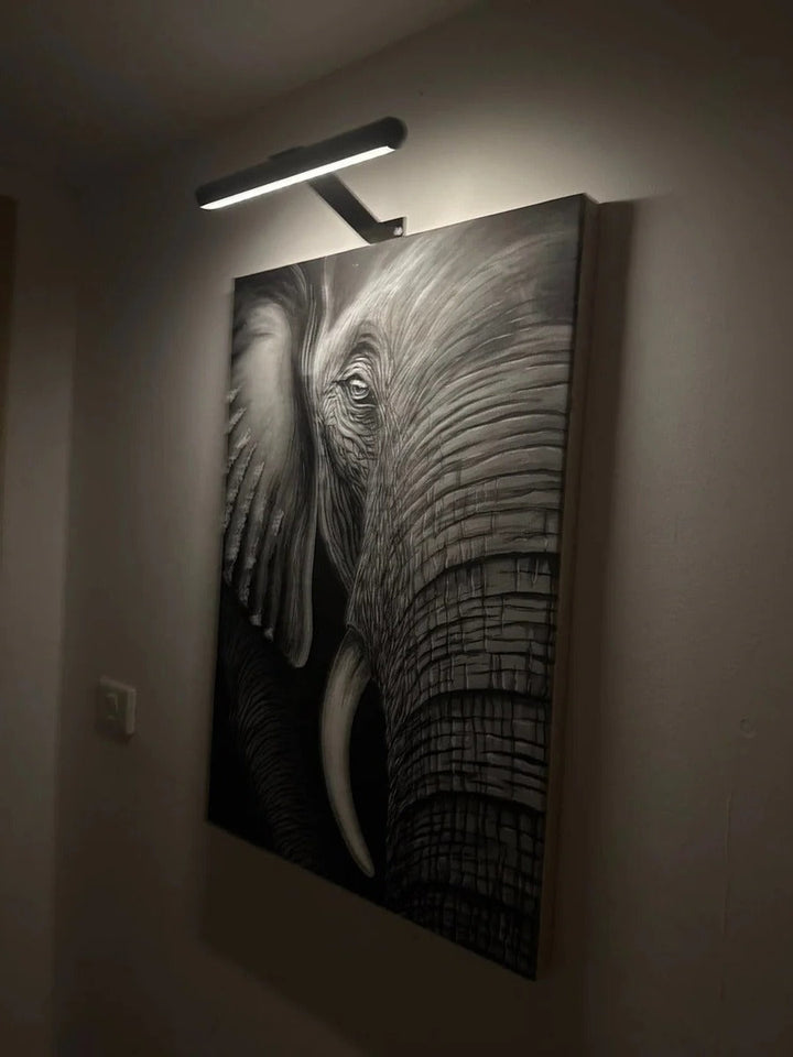 Bright LED display light. Rechargeable wireless wall light enhances artwork & decor with warm, adjustable glow.