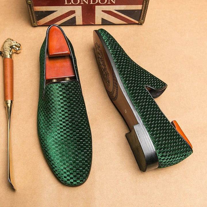 Men's woven slip-on loafers, perfect for versatile smart casual & formal occasions. Comfortable dress shoes.