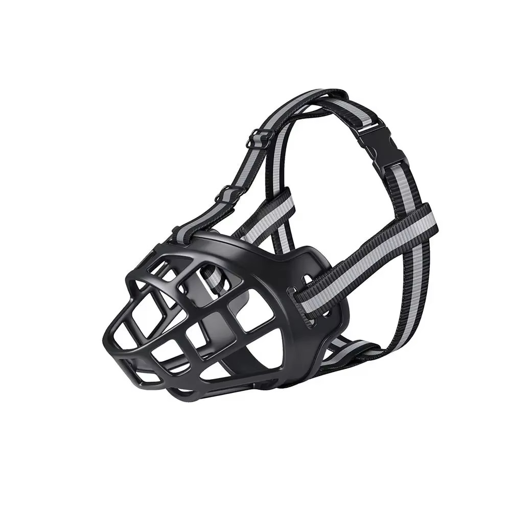 Durable, water-friendly dog muzzle with reflective accents. Breathable design for comfort & effective anti-bite training.