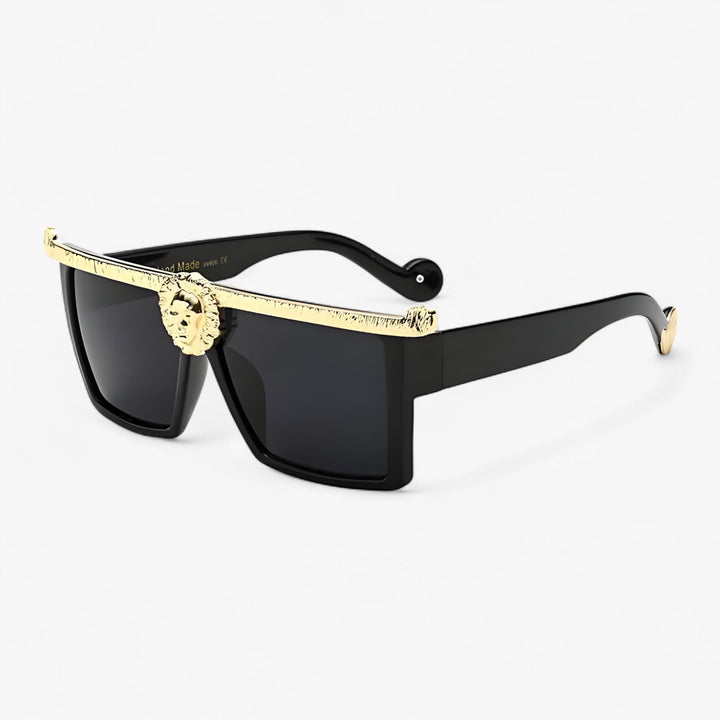 Statement retro lion sunglasses with UV400 protection, stylish unisex fashion eyewear accessory.