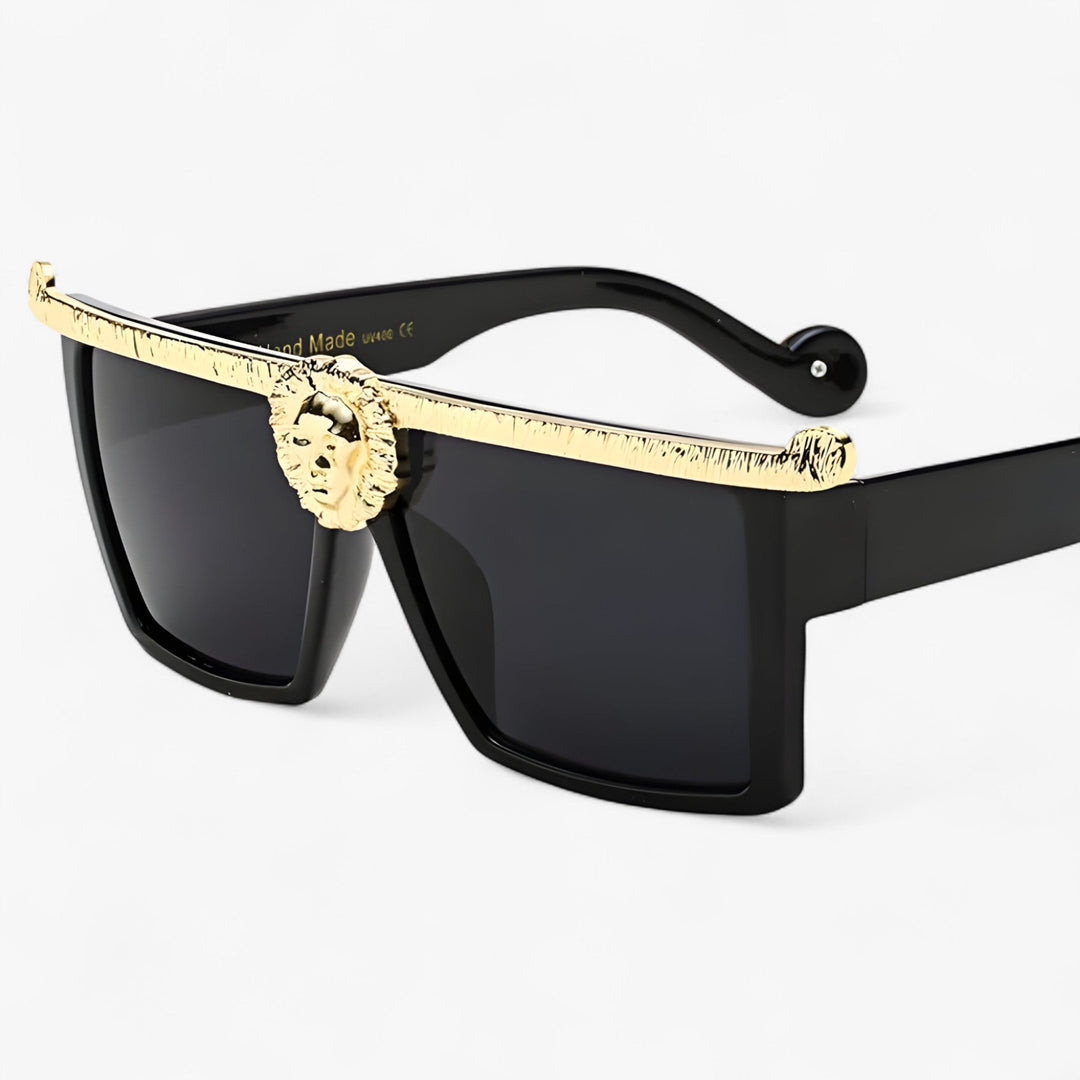Vintage gold lion-style sunglasses, a chic unisex accessory offering UV400 eye protection.